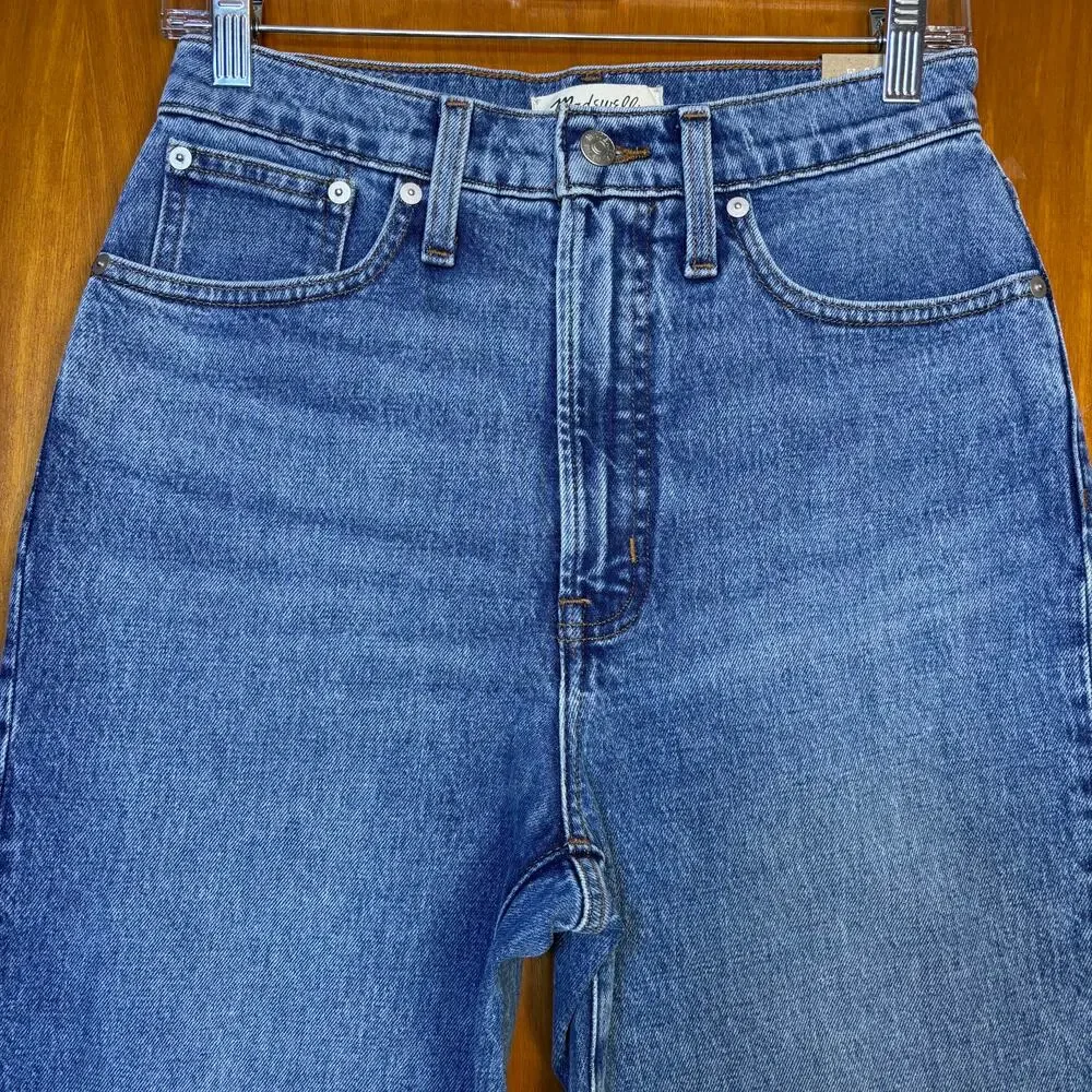 Madewell The Tall Perfect Vintage Straight Jean Sz 26T Kingsbury Wash Knee-Rip